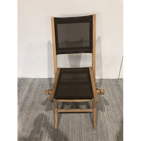 Chaise pliante textilène couleur taupe | SECONDE VIE