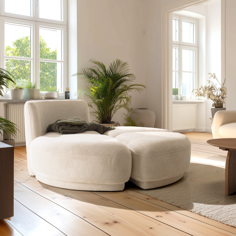 Ensemble: canapé 1 place avec dossier + 3 poufs | Collection LEOPOLD