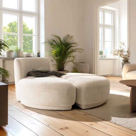 Set: 1-seater sofa with backrest + 3 footstools | LEOPOLD Collection