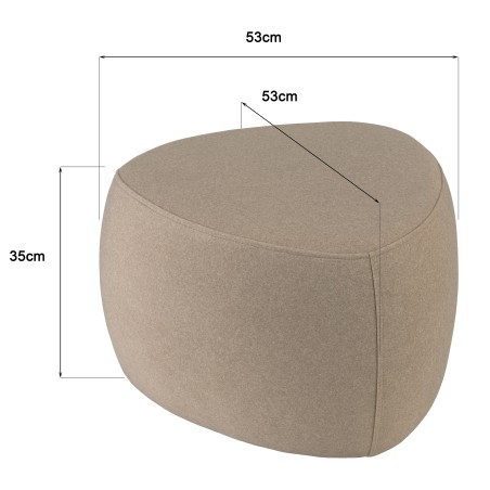 Pebble-shaped pouffe no. 2 in dark beige velvet-effect fabric | Leopold Collection