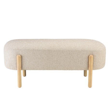 Banc en tissu effet laine beige et pieds bois | Collection Leopold