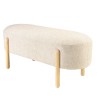 Beige wool-effect fabric bench with wooden legs | Leopold Collection