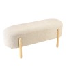 Beige wool-effect fabric bench with wooden legs | Leopold Collection