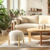 Pouf en tissu effet laine beige et pieds bois | Collection Leopold