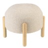 Beige wool-effect fabric pouffe with wooden legs | Leopold Collection