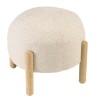 Pouf en tissu effet laine beige et pieds bois | Collection Leopold