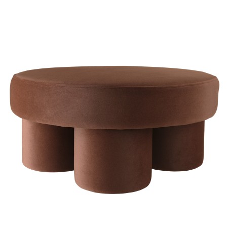 Pouf en tissu effet velours marron | Collection Leopold