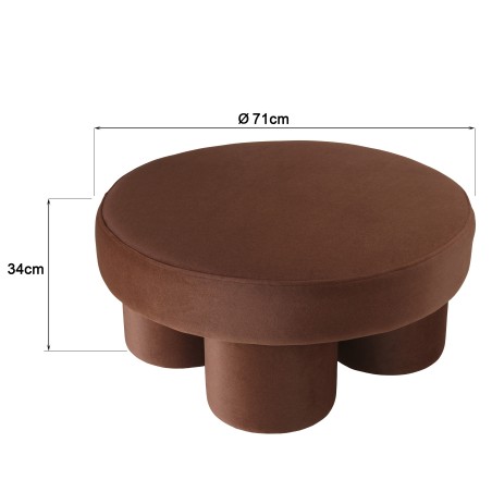 Pouf en tissu effet velours marron | Collection Leopold