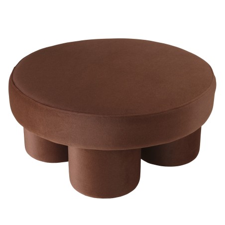 Pouf en tissu effet velours marron | Collection Leopold