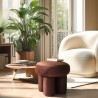 Brown velvet-effect fabric pouffe - Leopold Collection