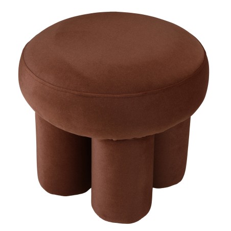 Pouf en tissu effet velours marron - Collection Leopold