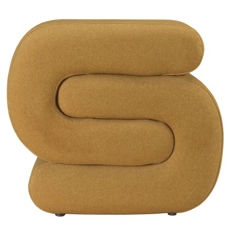 Mustard yellow velvet-effect fabric pouffe | Leopold Collection