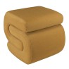Pouf en tissu effet velours jaune moutarde | Collection Leopold