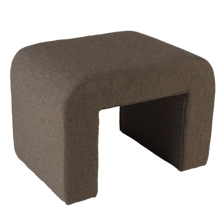 Dark taupe small loop fabric pouffe | Leopold Collection