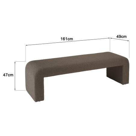 Banc en tissu petite bouclette taupe foncé | Collection Leopold
