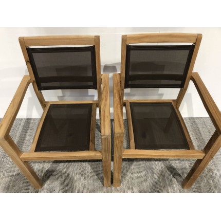 SECONDE MAIN - Lot de 2 fauteuils empilables textilène couleur taupe