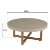 92x92cm round coffee table in concrete and beige teak wood | Second life