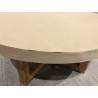 Table basse ronde 92x92cm en béton et bois de teck beige | Seconde vie
