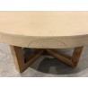 Table basse ronde 92x92cm en béton et bois de teck beige | Seconde vie