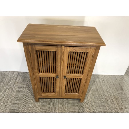 API Brown Cabinet with 2 Louvered Doors in Teak Wood