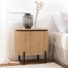Brown bedside table with 1 door in retro style with black metal legs | Second Life