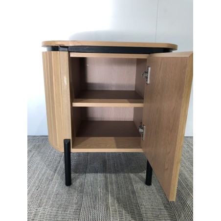 Table de chevet bois 1 porte style rétro pin marron | Seconde Vie