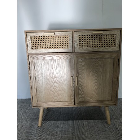 Natural-coloured sideboard with 2 drawers and 2 doors, cane wood | Second Hand