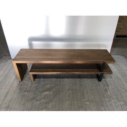 SECOND-HAND  - Brown 2-tier TV stand Recycled teak Recycled acacia mahogany and black metal