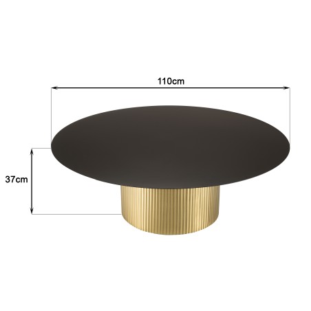 Table basse ronde 110x110cm plateau en fer noir | Seconde vie