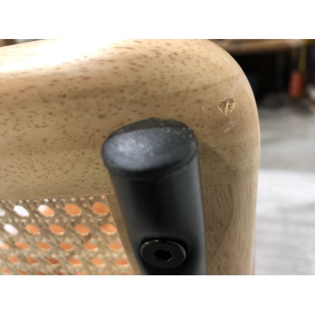 Chair with rattan backrest and orange velvet seat | Second-hand