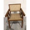 Dark rubberwood armchair with natural rattan backrest and seat | Second Hand