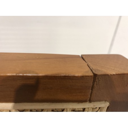 Fauteuil en bois d’Hévéa foncé dossier et assise rotin naturel | Seconde Vie