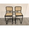 Lot de 2 tabourets de bar H65cm bois noir/cannage naturel | Seconde Main