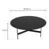 Black round coffee table, 78x78cm, metal base | Second Hand