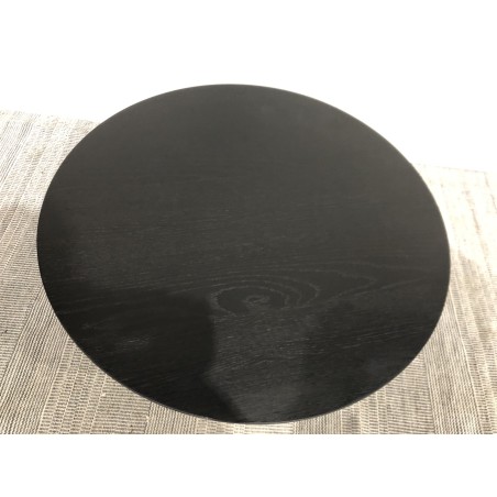 Black round coffee table, 78x78cm, metal base | Second Hand