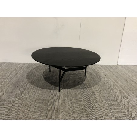 Table basse ronde noire 78x78cm piètement métal | Seconde Main