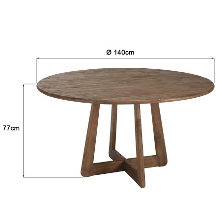 140x140cm round dining table in mindi wood | Romy Collection