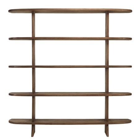 Linear bookcase with 5 shelves in mindi wood | Romy | Macabane
