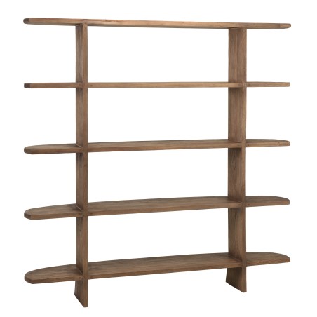 Linear bookcase with 5 shelves in mindi wood | Romy | Macabane