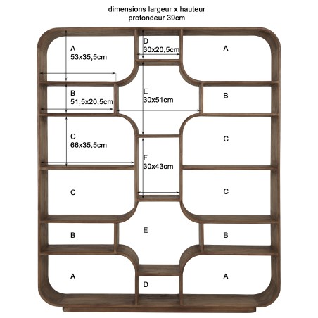 Symmetrical bookcase in mindi wood | Romy Collection | Macabane