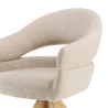 Chaise pivotante en tissu beige dossier arrondi, pieds bois | Collection Ugo