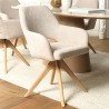 Beige fabric swivel chair with wooden legs | Ugo Collection