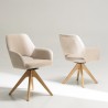 Beige fabric swivel chair with wooden legs | Ugo Collection