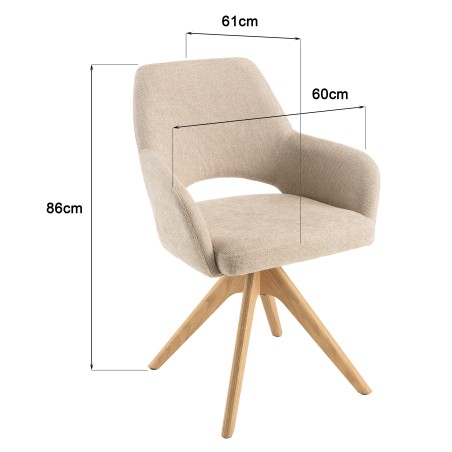 Beige fabric swivel chair with wooden legs | Ugo Collection