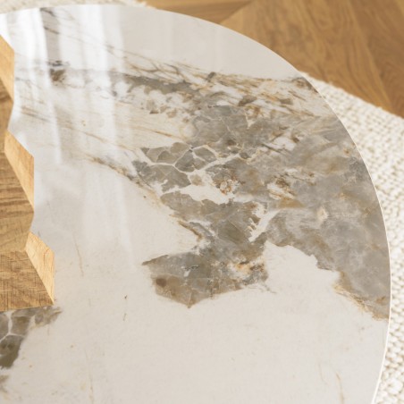 Table basse 110x80cm plateau céramique pieds bois clair | Collection Ugo