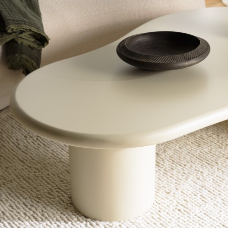 Organic-shaped coffee table in beige with concrete effect | Ugo Collection