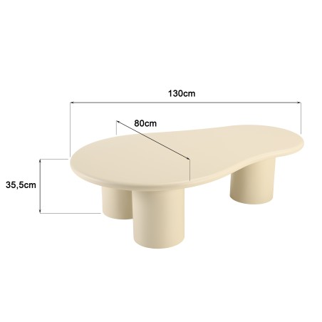 Table basse forme organique couleur beige effet béton | Collection Ugo