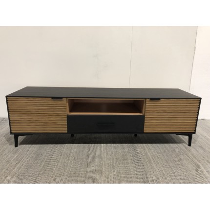 Wooden TV stand brown pine, black | Second Hand