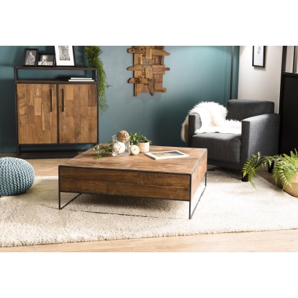 Square coffee table in recycled teak | Second-hand