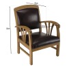 Teak and Brown Leather Armchair DAK